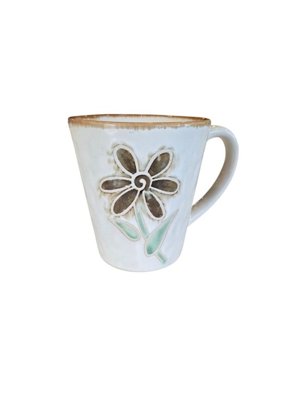 Pier 1 Imports Petals Floral Hand Painted Flower Stoneware Coffee Mug Cup